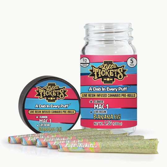 Lift Tickets - Mac 1 x Banana OG - Infused Pre-Roll 5-Pack - 1