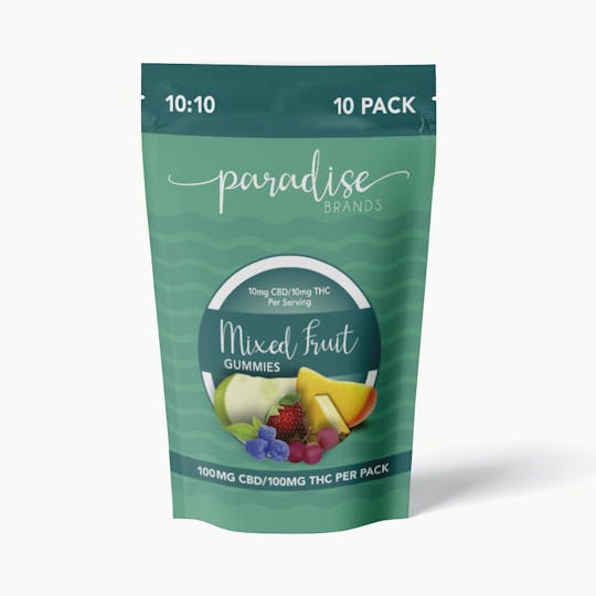 Paradise Brands - Paradise Brands 10 Pack Gummies 10:10 Assorted 100mg CBD/100mg THC - 1