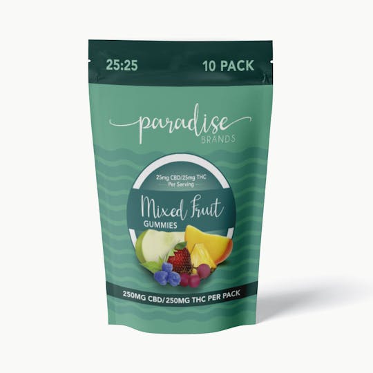Paradise Brands - Paradise Brands 10 Pack Gummies 25:25 Assorted 250mg CBD/250mg THC - 1