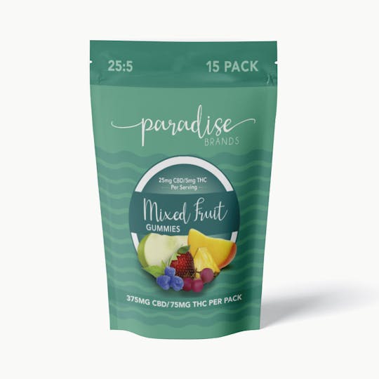 Paradise Brands - Paradise Brands 15 Pack Gummies 25:5 Assorted 375mg CBD/75mg THC - 1