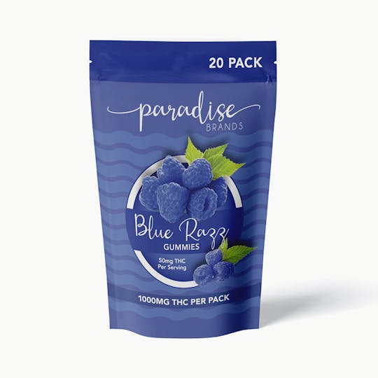 Paradise Brands - Paradise Brands 20 Pack Gummies Blue Razz 1000mg - 1