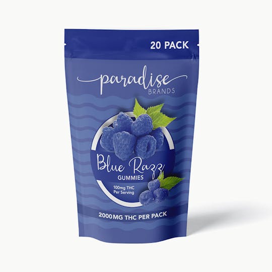 Paradise Brands - Paradise Brands 20 Pack Gummies Blue Razz 2000mg - 1