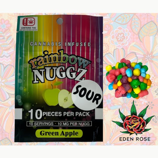 Eden Rose Processing - 100MG Rainbow Nuggz - Sour Apple - 1