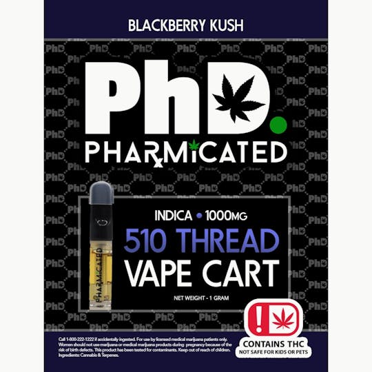 Pharmicated - Pharmicated 510 Thread Vape Cart - 1000 mg - Blackberry Kush (I) - 1
