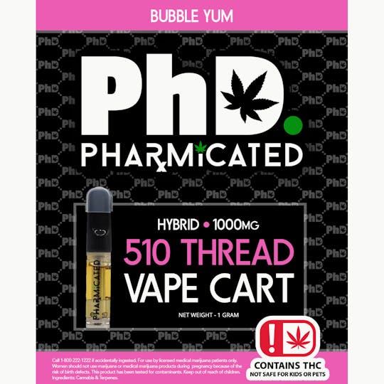 Pharmicated - Pharmicated 510 Thread Vape Cart - 1000 mg - Bubble Yum (H) - 1