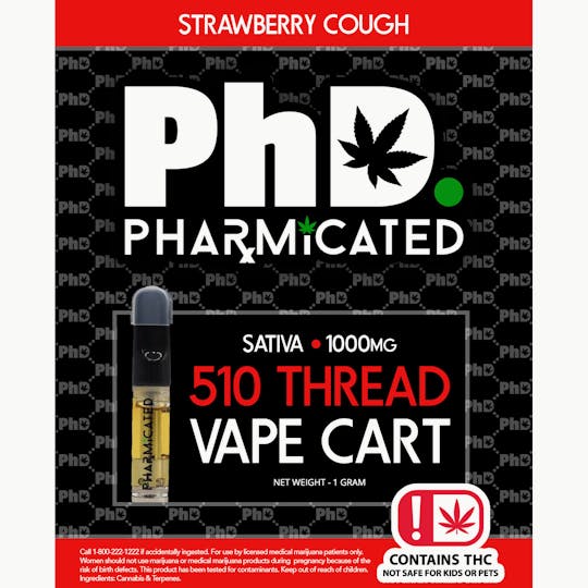 Pharmicated - Pharmicated 510 Thread Vape Cart - 1000 mg - Strawberry Cough (S) - 1