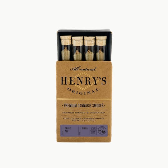 Henry's Original - 2g Total 4-Pack Pre-Rolls (.5g each) - Grape Ape - 1