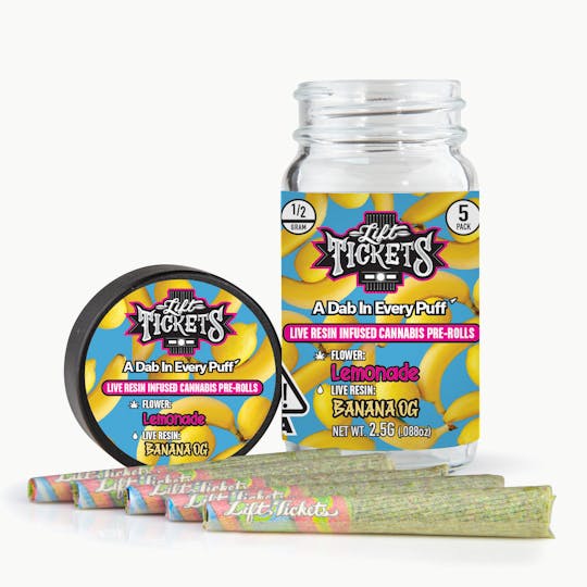Lift Tickets - Lemonade x Banana OG - Infused Pre-Roll 5-Pack - 1
