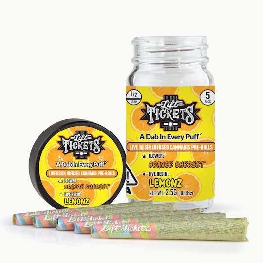 Lift Tickets - Orange Sherbet x Lemonz - Infused Pre-Roll 5-Pack - 1