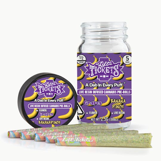 Lift Tickets - Grapes x Banana Punch - Infused Pre-Roll 5-Pack - 1