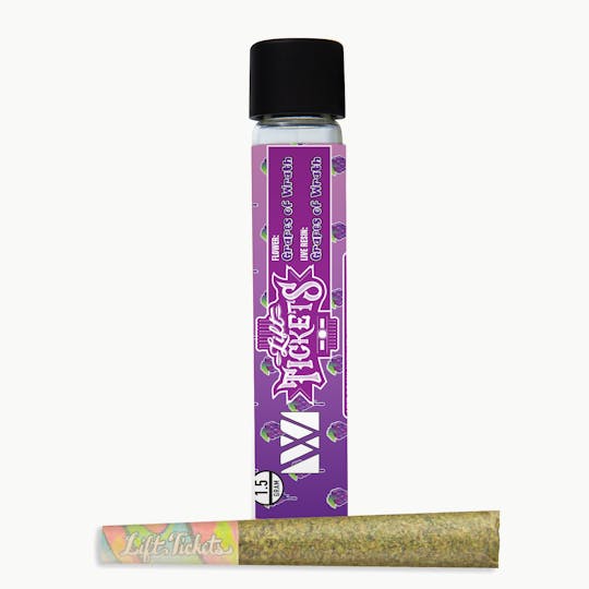 Lift Tickets - Infused Glass Tip Pre-Roll: Grapes of Wrath x Grapes of Wrath 1.5g Joint - 1