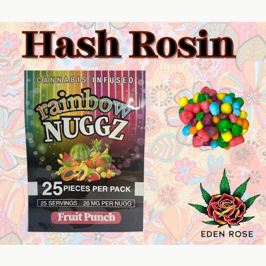 Eden Rose Processing - 100MG Rainbow Nuggz: Hash Rosin - Fruit Punch - 1