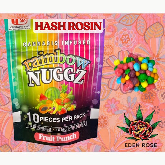 Eden Rose Processing - 100MG Rainbow Nuggz: Hash Rosin - Fruit Punch - 1