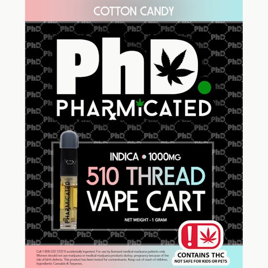 Pharmicated - Pharmicated 510 Thread Vape Cart - 1000 mg - Cotton Candy (I) - 1