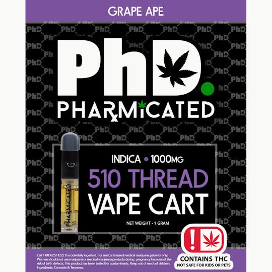 Pharmicated - Pharmicated 510 Thread Vape Cart - 1000 mg - Grape Ape (I) - 1
