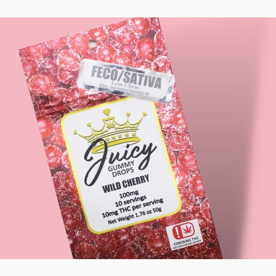 Juicy Gummy Drops - FECO Sativa Wild Cherry - 100MG - 1