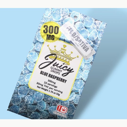 Juicy Gummy Drops - FECO Sativa Blue Raspberry - 300MG - 1