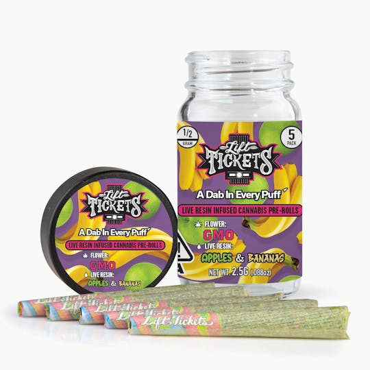 Lift Tickets - GMO x Apples & Bananas - Infused Pre-Roll 5-Pack - 1