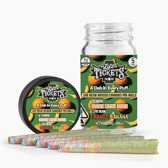 Lift Tickets - Orange Cookie Dough x Orange Banana - Infused Pre-Roll 5-Pack - 1