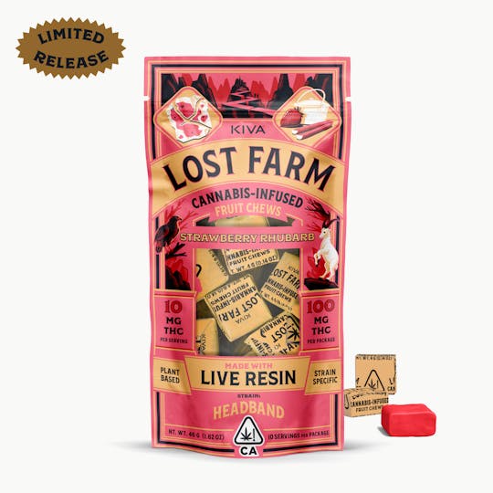 Kiva Confections - Lost Farm Strawberry Rhubarb "Headband" Chews - 1