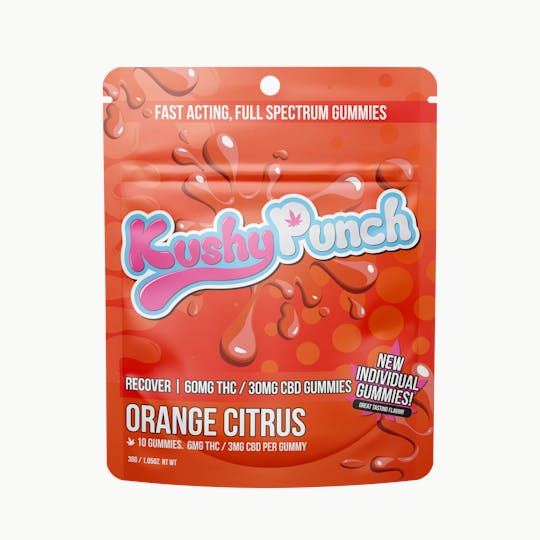 Kushy Punch - Kushy Punch Recover (2:1) Orange Citrus - INDIVIDUAL GUMMIES 90MG - 1