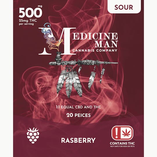 Medicine Man - MedMan Gummies 500mg - SOUR Radiant Raspberry - 1