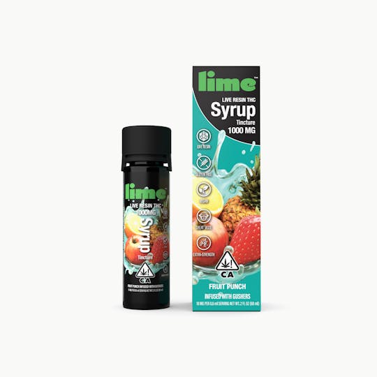 Lime - 1000mg Live Resin THC Syrup Tincture | Fruit Punch - 1