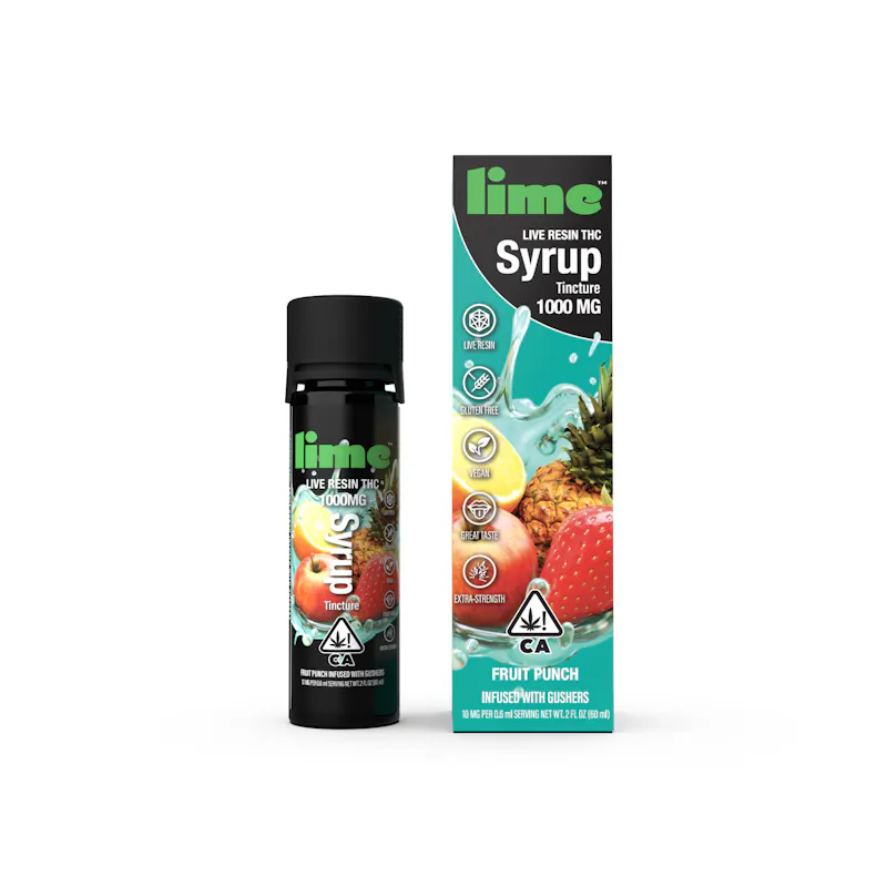 Lime 1000mg Live Resin THC Syrup Tincture Fruit Punch