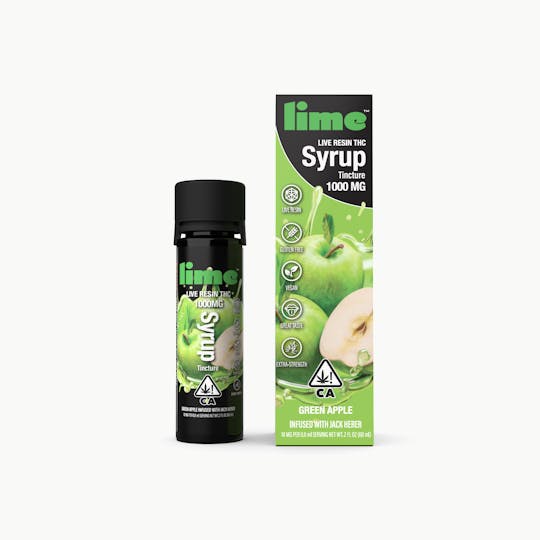 Lime - 1000mg Live Resin THC Syrup Tincture | Green Apple - 1