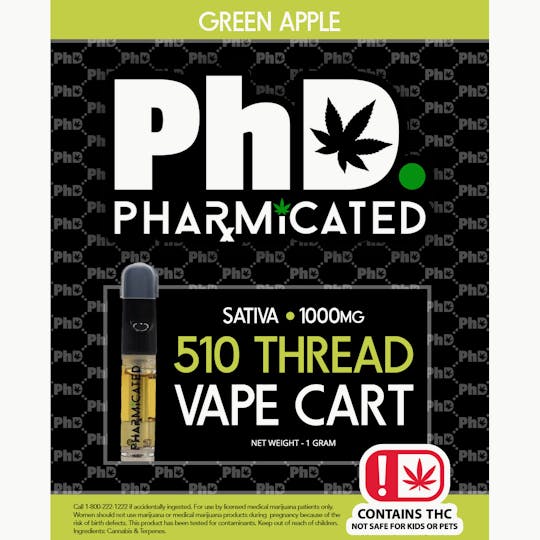 Pharmicated - Pharmicated 510 Thread Vape Cart - 1000 mg - Green Apple (S) - 1