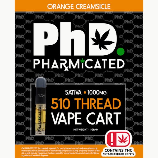 Pharmicated - Pharmicated 510 Thread Vape Cart - 1000 mg- Orange Creamsicle (S) - 1