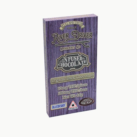 River Driver Cannabis Co - Blueberry Dark Chocolate Bar (Indica) 100mg - 1