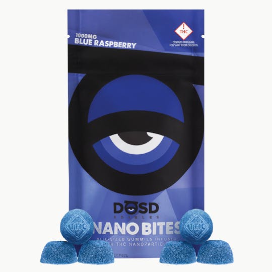 DŌSD Edibles - Nano Bites - Blue Raspberry 1000mg, Hybrid Enhanced - 1