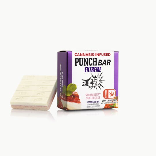 Punch Edibles & Extracts - Strawberry Cheesecake White Chocolate Extreme PunchBar 1,000mg (OK) - 1