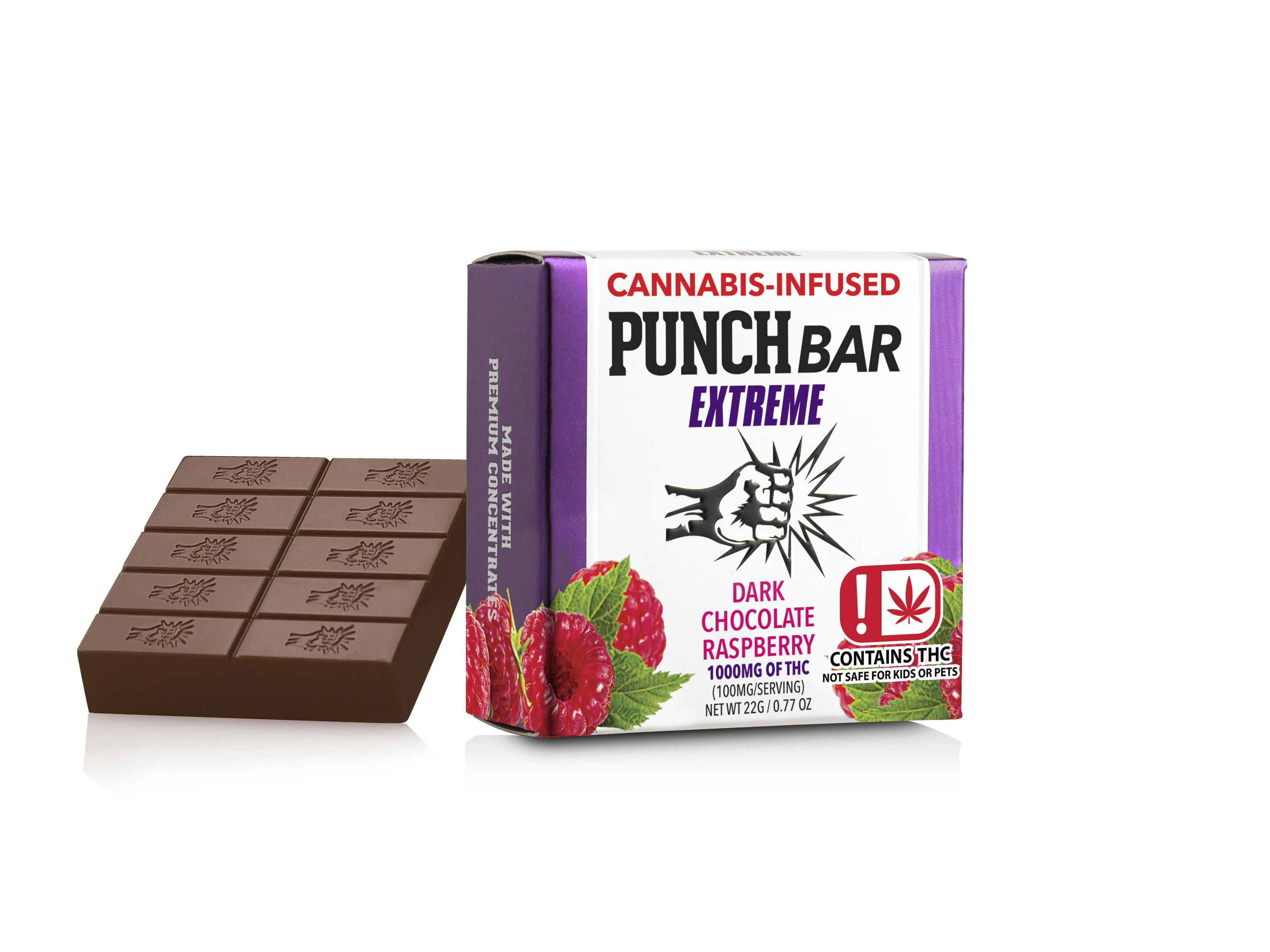Punch Edibles & Extracts Dark Chocolate Raspberry Extreme PunchBar 1