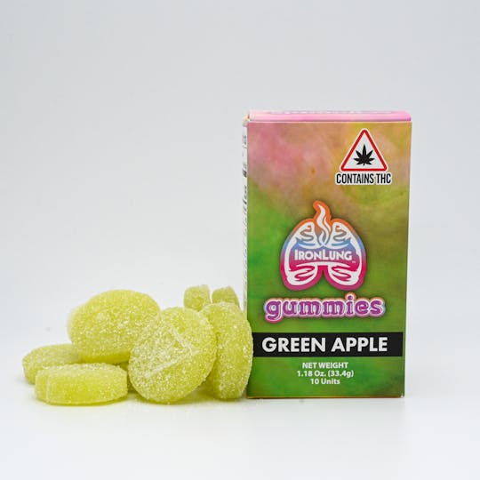 Ironlung (Recreational) - Green Apple 10pc 100mg Gummies - 1