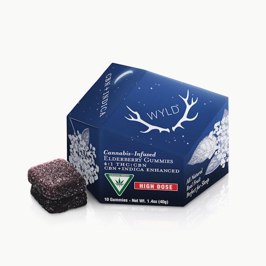 WYLD - *HIGH DOSE* Elderberry 4:1 CBN + Indica Enhanced Gummies | MI - 1