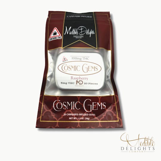 Medible Delights - Raspberry Cosmic Gems 100mg THC (vegan) - 1