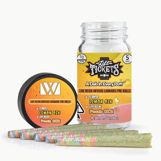 Lift Tickets - Lemon OZK x Peach OZK - Infused Pre-Roll 5-Pack - 1