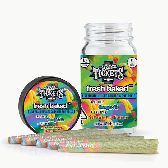 Lift Tickets - Georgia Pie x Strawberry Banana - Infused Pre-Roll 5-Pack - 1