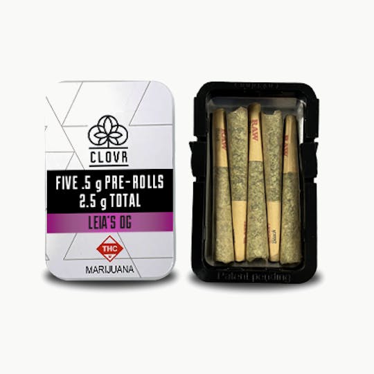 CLOVR - CLOVR- Pre-rolls- 0.5g 5 Pack Tins- Leia's OG - 1