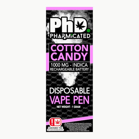 Pharmicated - PhD Disposable Vape Cart- 1000 mg - Cotton Candy (I) - 1