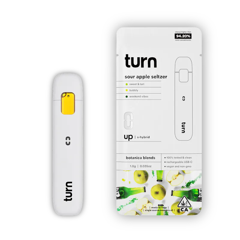 Turn Sour Apple Seltzer Disposable 1g disposable
