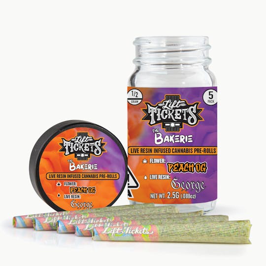 Lift Tickets - Peach OG x George - Infused Pre-Roll 5-Pack - 1