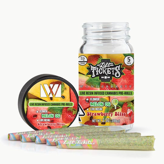 Lift Tickets - Melon OG x Strawberry Bliss - Infused Pre-Roll 5-Pack - 1