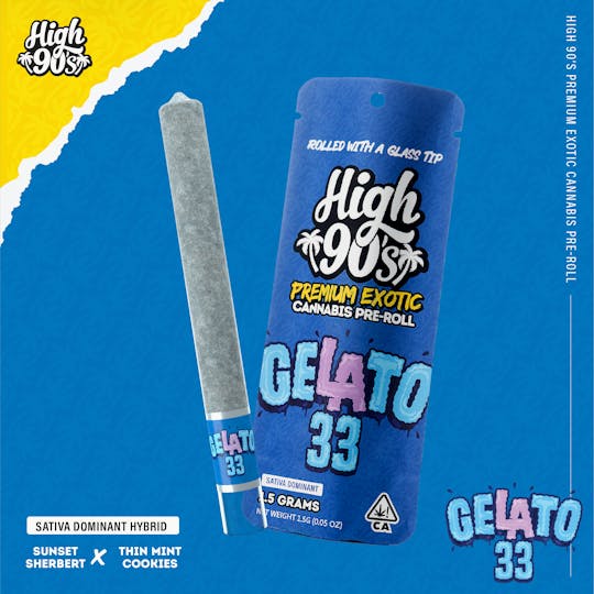 HIGH 90s - High 90s : Gelato 33 1.5g High Roller Pre-Roll - 1