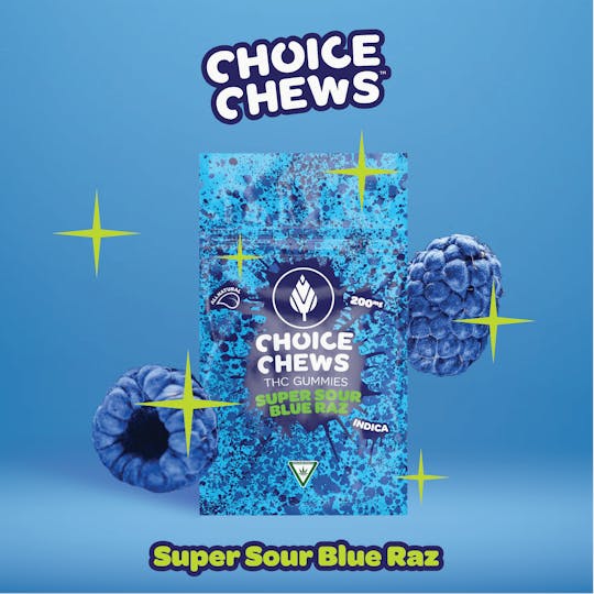 Choice Chews - Choice Chews - Super Sour Blue Raz Gummies (Indica) - 200mg - 1