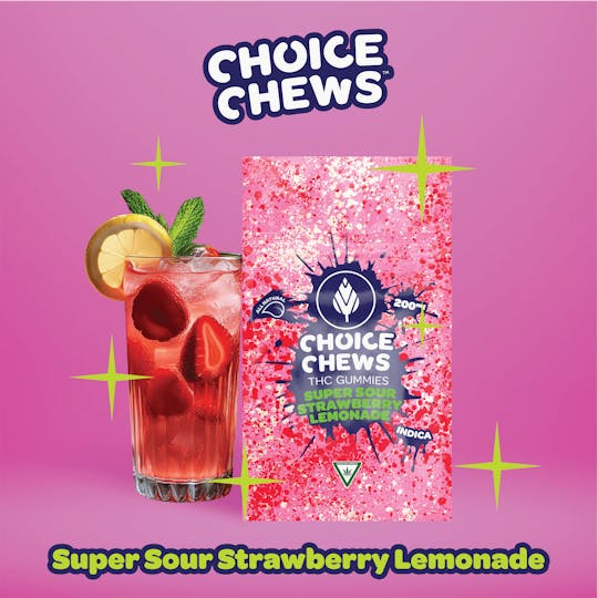 Choice Chews - Choice Chews - Super Sour Strawberry Lemonade Gummies (Indica) - 200mg - 1