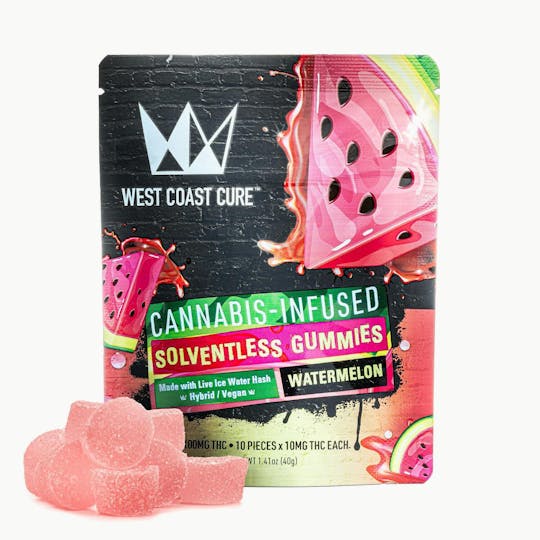 West Coast Cure - Watermelon Flavored Solventless Gummies - 10x 10mg/gummy - 1