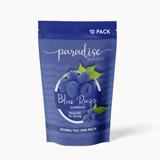 Paradise Brands - 10 Pack Gummies Blue Razz 250mg - 1